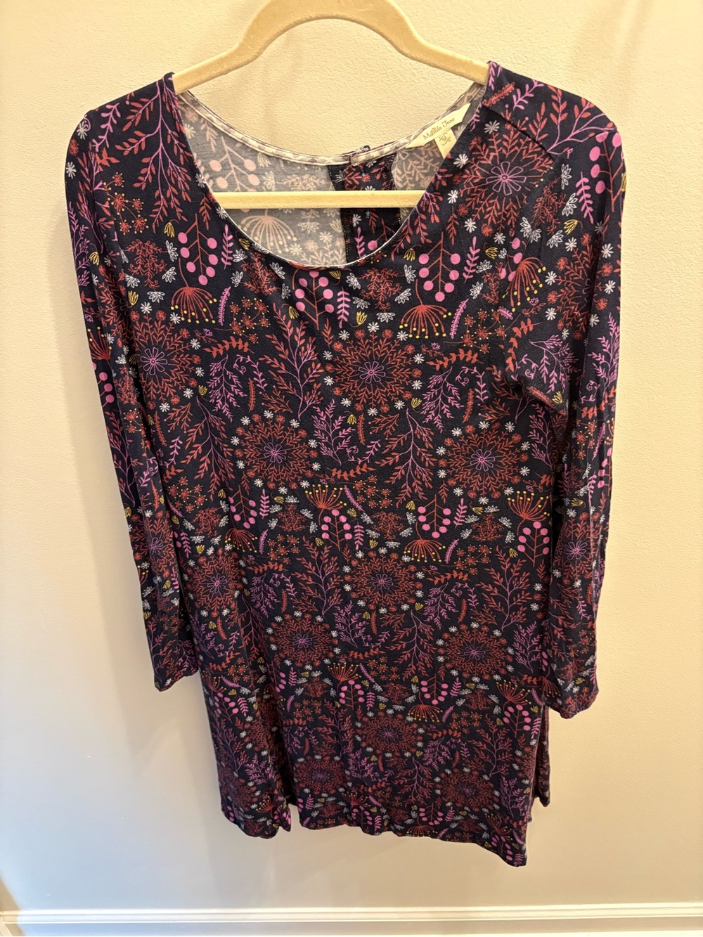 Matilda Jane Navy Floral-Print Long Sleeve dress with Pink & Purple